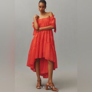Elegant Off-Shoulder Orange Dress from Anthropologie. Brand new never worn